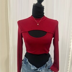 SHEIN Red Cut-Out Crop Top